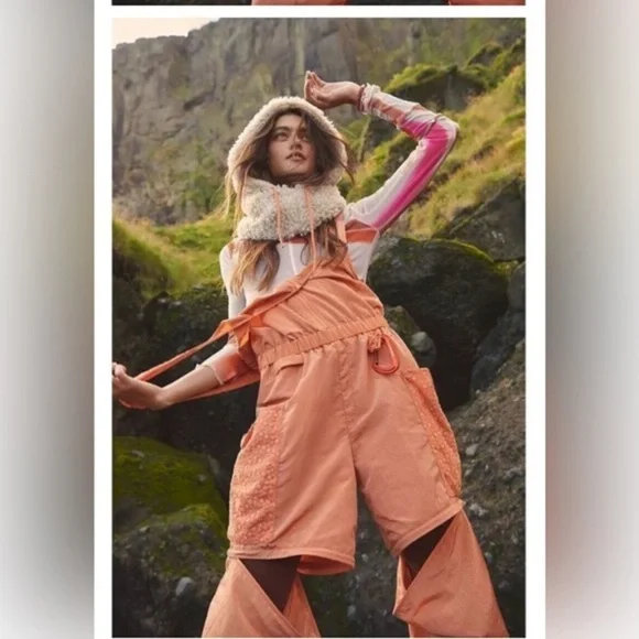Free People orange Chaparral Hike Onesie jumpsuit overalls size small brand‎ new - Picture 4 of 4